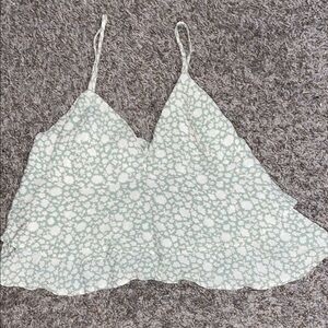 Floral Green and White Women's Top
